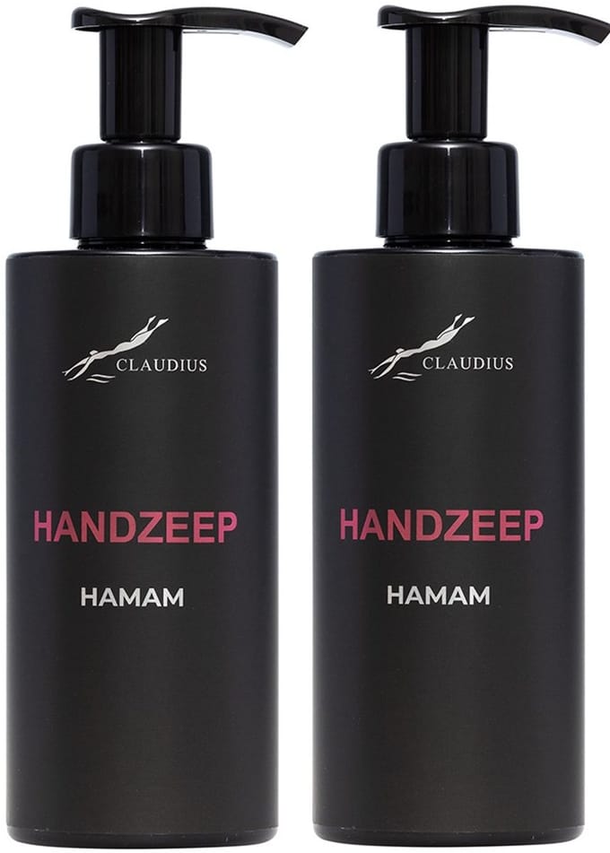 Handzeep Hamam 300 ml - met pomp - zwarte fles - set van 2 stuks