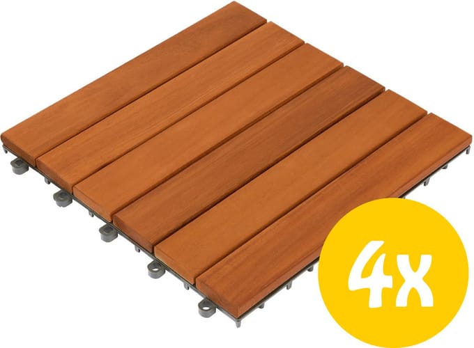 Gardentiles houten tuintegels - terrastegels 30 x 30cm = Pakket van 4