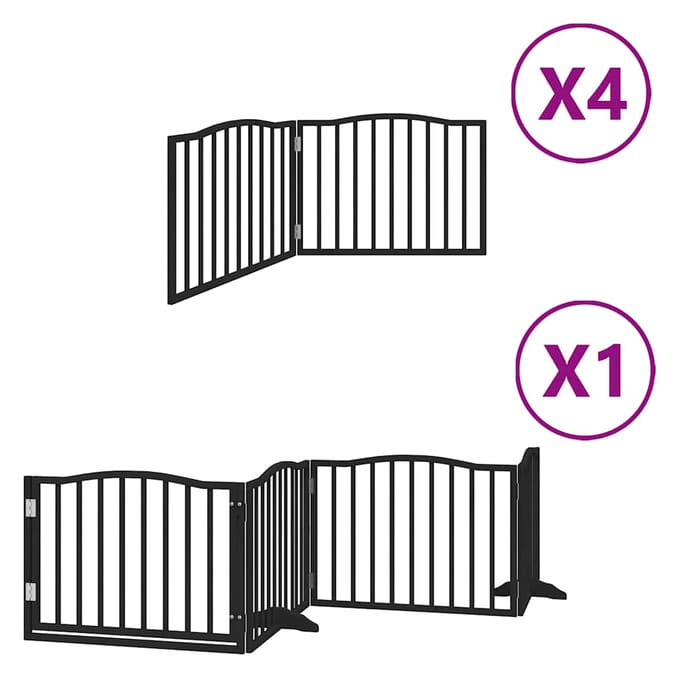 vidaXL - Hondenhek - inklapbaar - 12 - panelen - 960 - cm - populierenhout - zwart