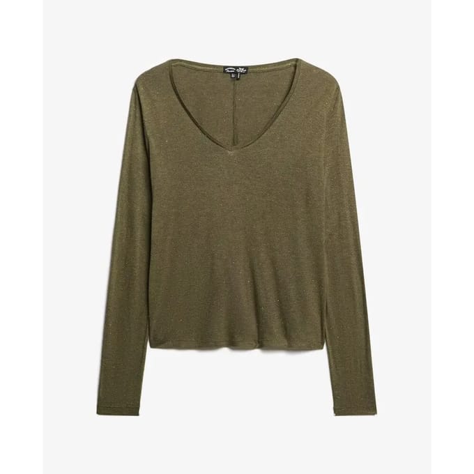 Superdry - Jersey top met V-hals en lange mouwen - Dames