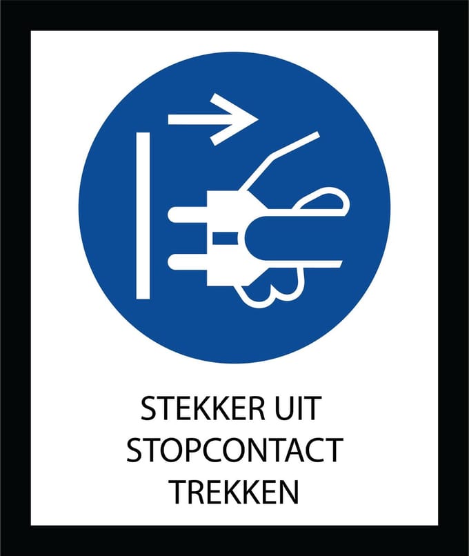 Bord ISO7010 Geboden Stekker uit stopcontact trekken 20 x 24 cm