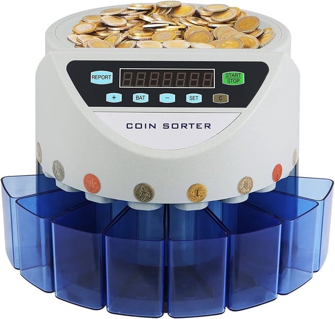 Munten Tellers Machine - Geld Sorteerder - Munten Tellen - Automatisch Sorteren - 300 Munten/Min - Grijs