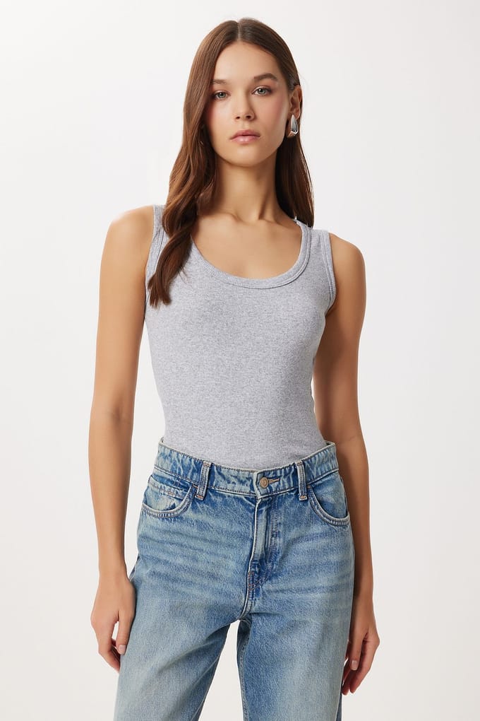 Fitted U-hals Gebreide 2-Pack Tanktop