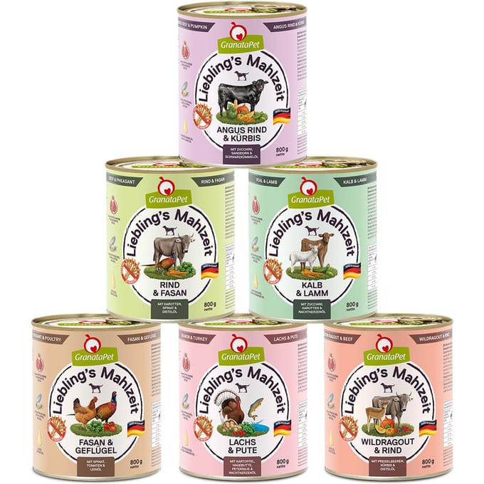 6x800g GranataPet Lievelingsmaaltijd Mix II (6 varianten) Hondenvoer