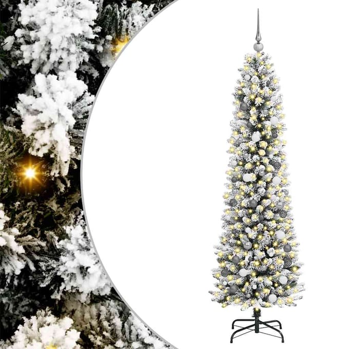 vidaXL Kunstkerstboom Wit 210 cm PVC en Metaal en Plastic