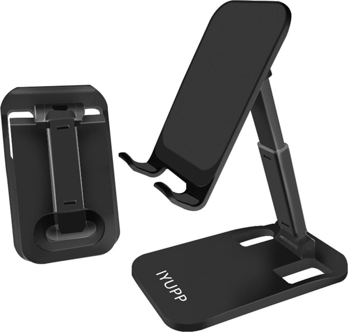 IYUPP Telefoonhouder - Universeel - Verstelbaar - Inklapbaar - Bureau Statief - Dock - Zwart - Telefoon houder