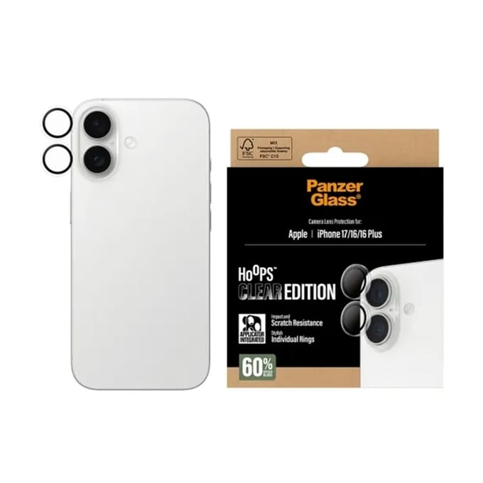 PanzerGlass Screenprotector geschikt voor Apple iPhone 17 Glazen | PanzerGlass Hoops Camera Lens Protector - Case Friendly