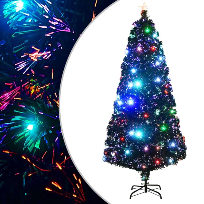 vidaXL - Voorverlichte - kerstboom - met - standaard - en - LED - 180 - cm - glasvezel
