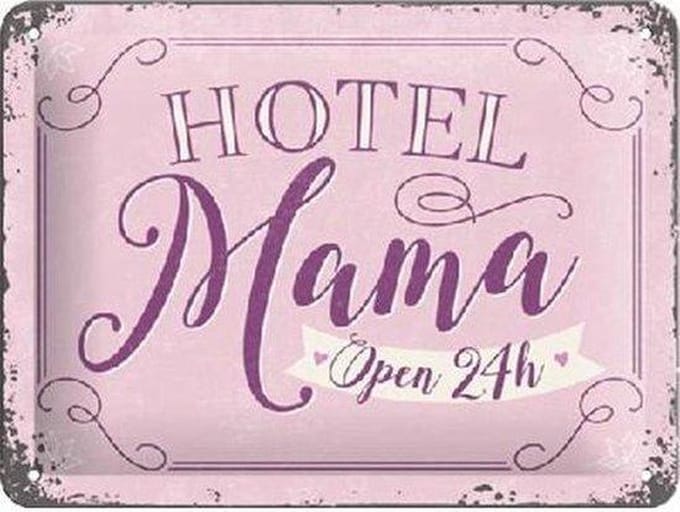 Nostalgic Art metalen wandbord met reliëf - Hotel Mama Open 24h - 15 x 20 cm