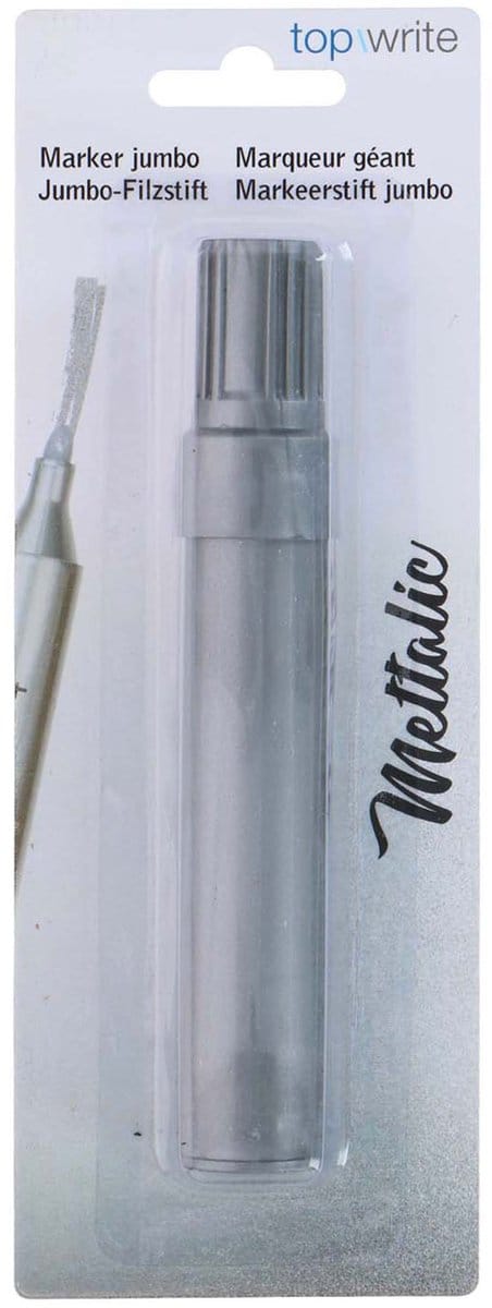 Topwrite Jumbo Metallic Markers - Voordelige Set van 2 Grote Stiften - Permanentmarker met Blijvende, Onuitwisbare Inkt - Extra Groot Formaat - Kleuren Goud en Zilver