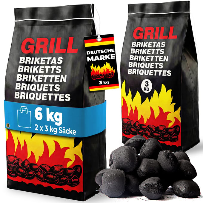 Deuba Houtskool - 2x3 kg Briketten - BBQ Grill