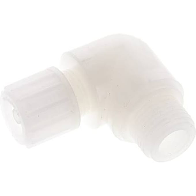 12x6mm & G1/2'' PVDF L-Vorm Knelfitting Buitendraad 10bar Kunststof en Polyamide