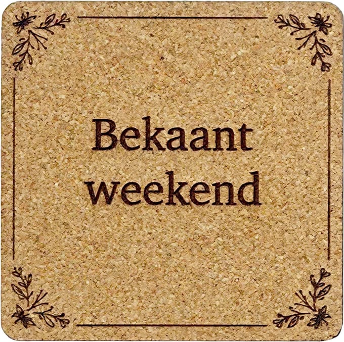 Kurken Onderzetter Bekaant Weekend - Glazen Onderzetters - Gegraveerd - Tilburgs
