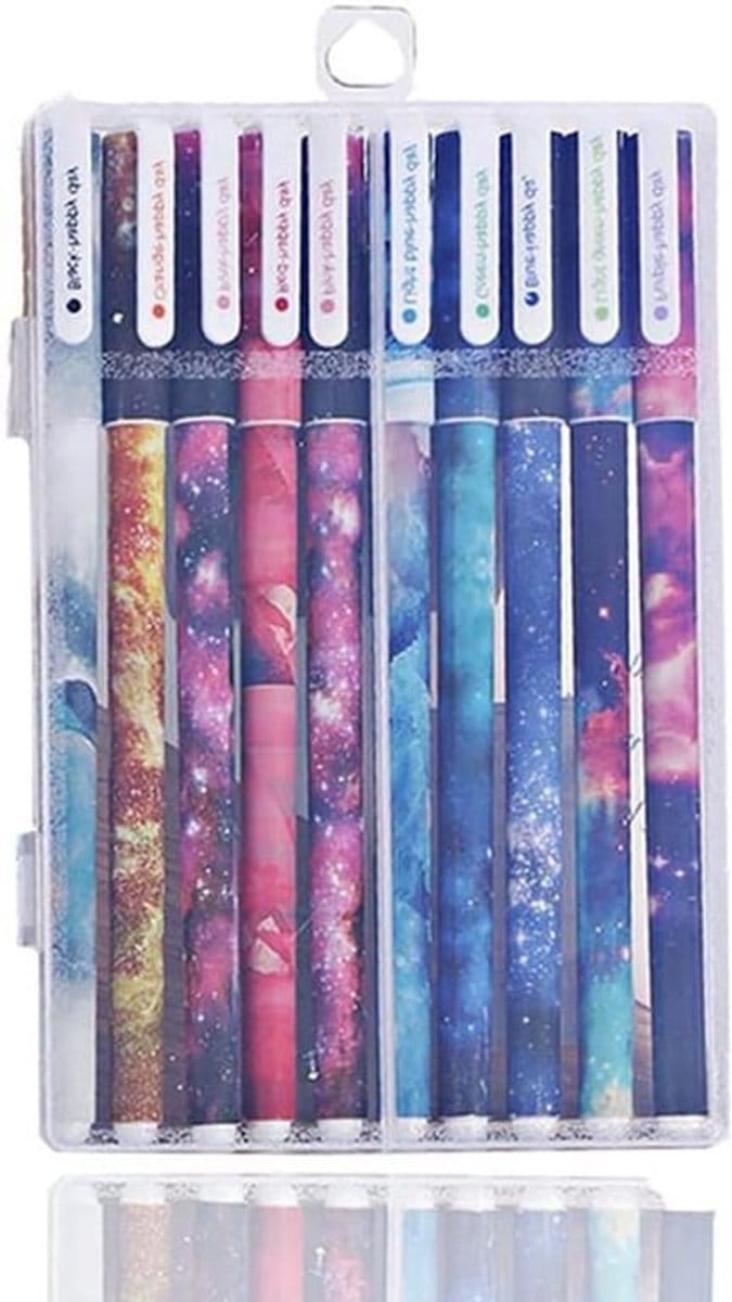 Set van 10 zwarte gelpennen met penkern
