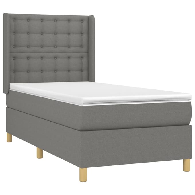vidaXL - Boxspring - met - matras - stof - donkergrijs - 90x190 - cm