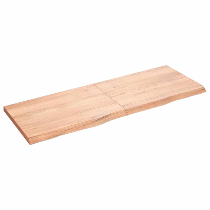 vidaXL - Wandschap - 140x50x(2-4)cm - behandeld - massief - eikenhout - lichtbruin