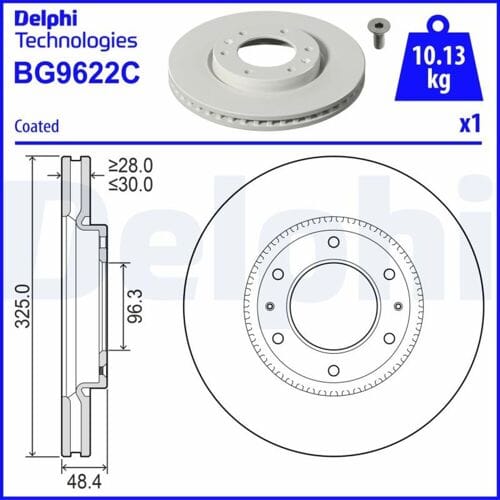 Remschijf DELPHI BG9622C, 1 stuk