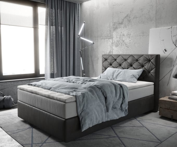 Boxspringbed Dream-Great Microvezel Antraciet Vintage 120x200 cm TFK Matras en Topper