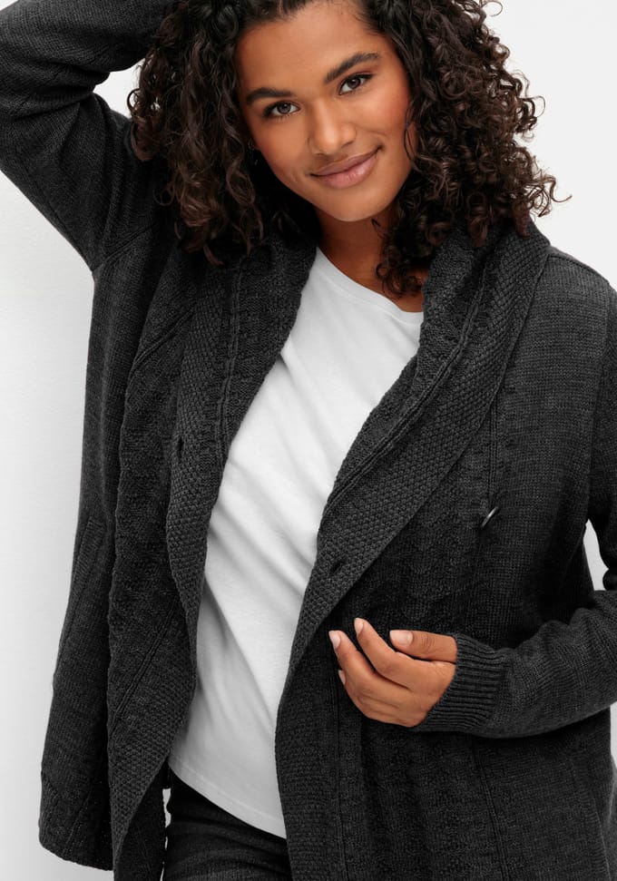 Gebreid vest met capuchon