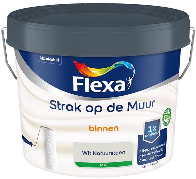 Flexa - Strak Op De Muur Binnen Mat - Wit Natuursteen - Mengverf - 2,5 L