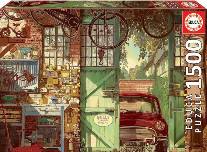 Puzzel 1500 stukjes - Nostalgische oude garage voor volwassenen