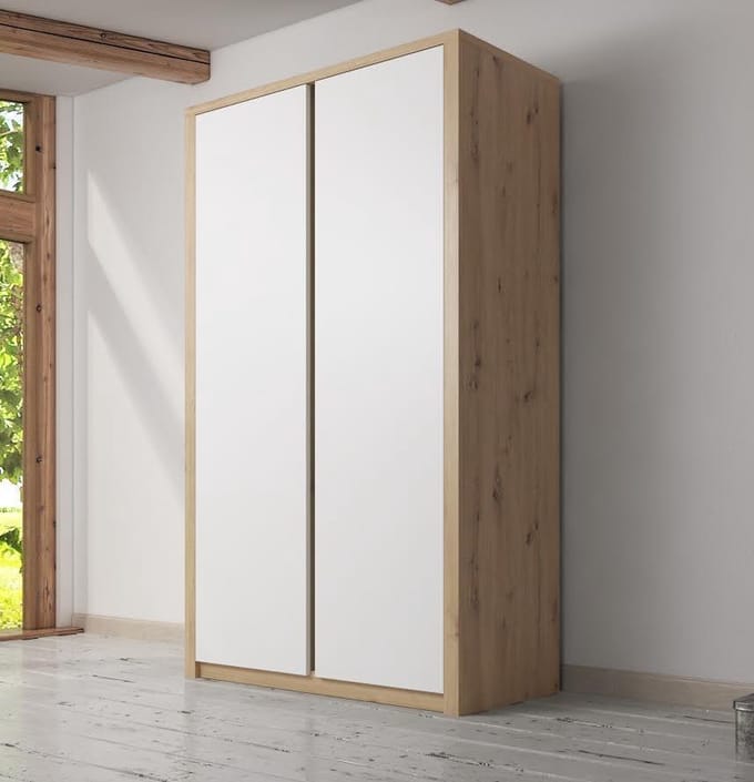 Meubella - Kledingkast Melody - Wit - Eiken - 90 cm