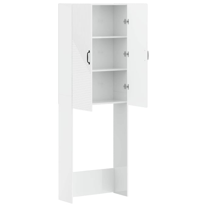 vidaXL - Toiletkast - HAARLEM - Hoogglans - Wit - 66 - x - 25,5 - x - 190 - cm