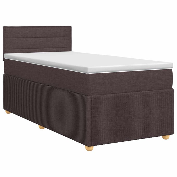 vidaXL - Boxspringbed - met - matras - Donkerbruin - 90 - x - 200 - cm - Stof