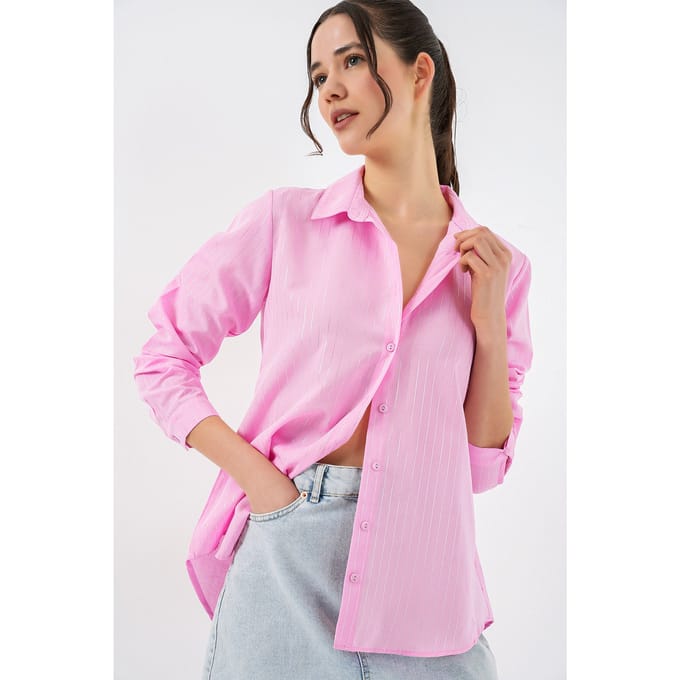 Oversized gestreepte blouse met knopen
