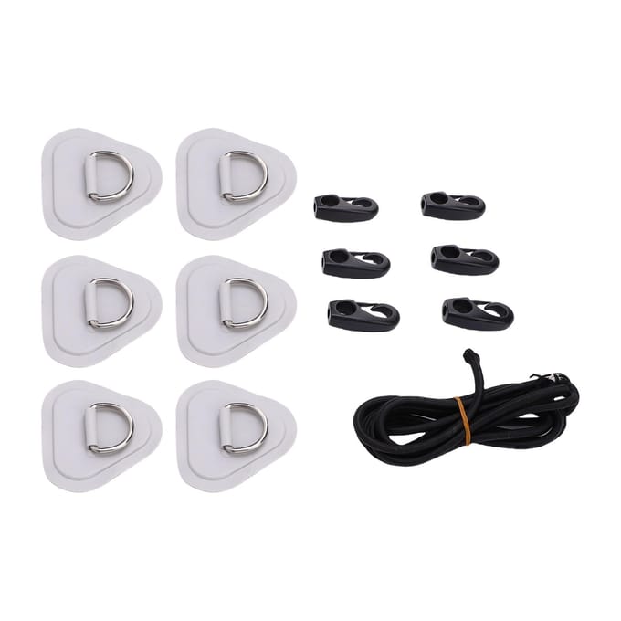 RVS D-ring Patch Kit Driehoekig met Elastische Koordhaken D-ring PVC Patch voor Opblaasbare Boot Vlot Dinghy grijs
