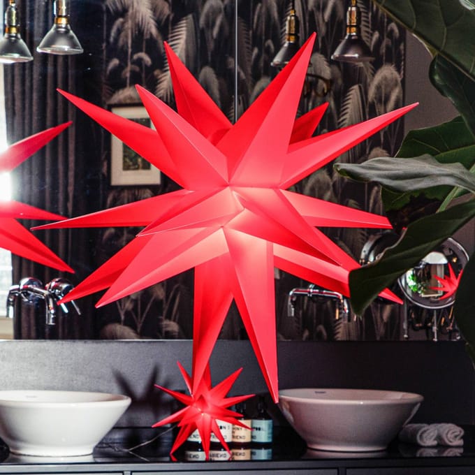 STERNTALER LED-ster, rood, Ø 25 cm, IP44, batterij