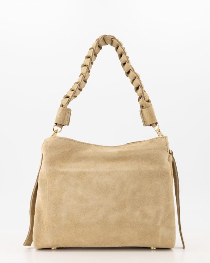 TAS - crossbody- Suede Bag - zandkleur