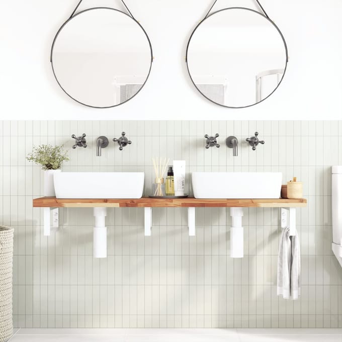 vidaXL - Badkamer - wandschap - staal - en - massief - acaciahout