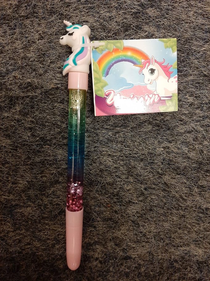 Pocket Money Unicorn Glitter Pen 15cm - assorted