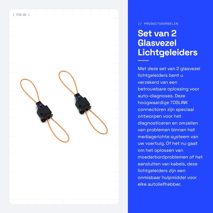 Dailygoods - Set van 2 Glasvezel Lichtgeleiders voor Auto Diagnose - TOSLINK Connectoren