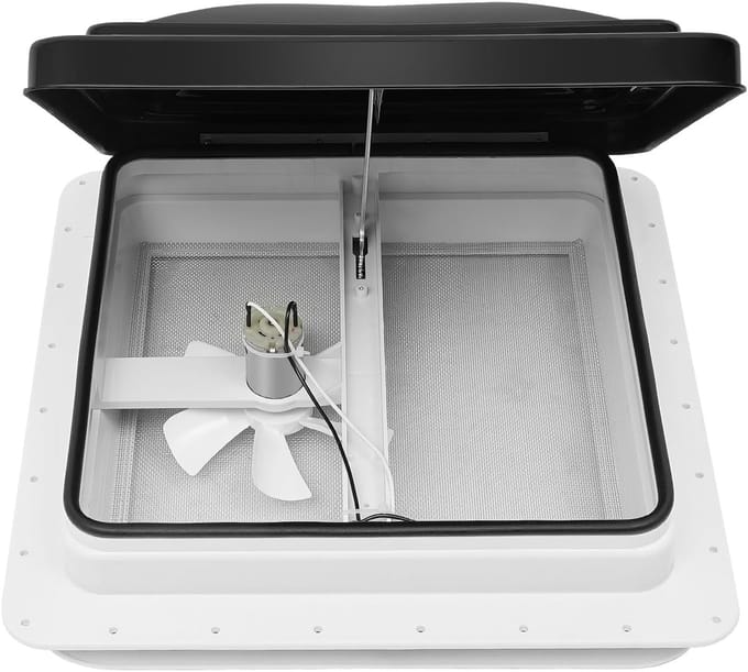 Dakluik Camper - Ventilatie Luik - Ventilatie Caravan - Met Hor - 42 x 42 cm - Wit Zwart