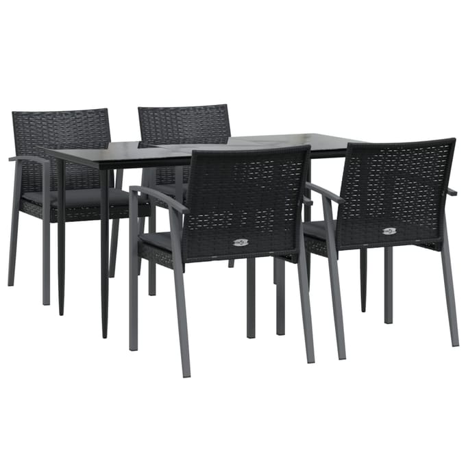 vidaXL - 5-delige - Tuinset - met - kussens - poly - rattan - en - staal