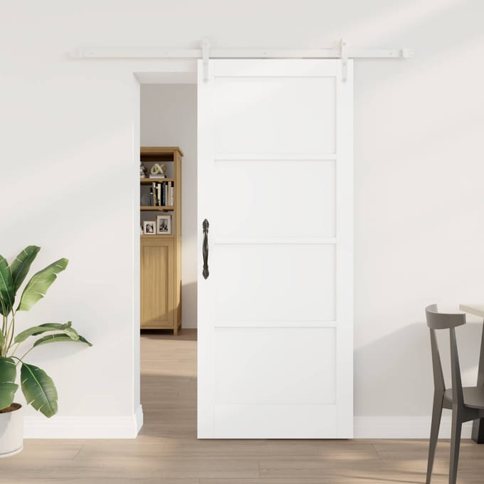 vidaXL - Schuifdeur - ORKDAL - 83 - x - 202 - cm - Massief - grenenhout - Wit