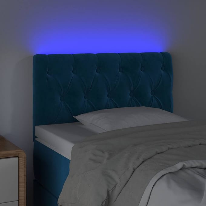 vidaXL - Hoofdbord - LED - 80x7x78/88 - cm - fluweel - donkerblauw