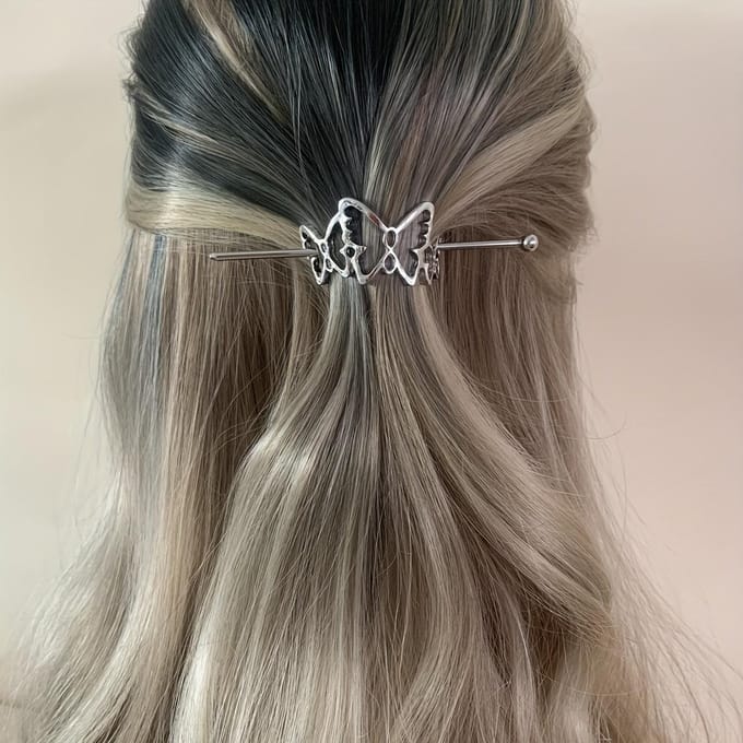 1 pièce de barrette à cheveux dorée de couleur unie en forme de papillon