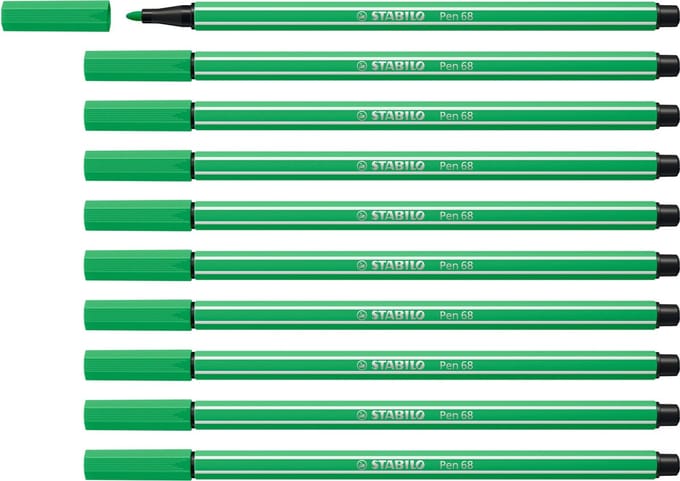 STABILO Pen 68 - Premium Viltstift - Licht Smaragdgroen - Doos 10 stuks