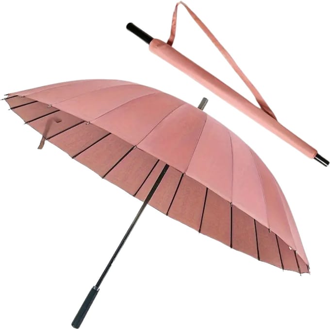Nivard Moderne Golf Paraplu - Stormparaplu - Opvouwbaar - Windproof - Stormproef - UV Bescherming - Umbrella - Draagbaar - Roze