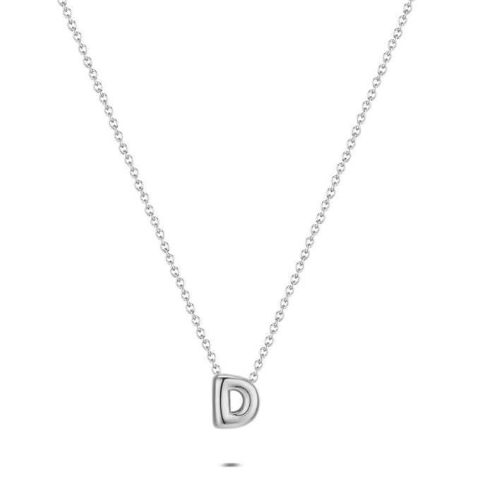 Twice As Nice Halsketting in edelstaal, letter D Zilverkleurig 40cm+5cm