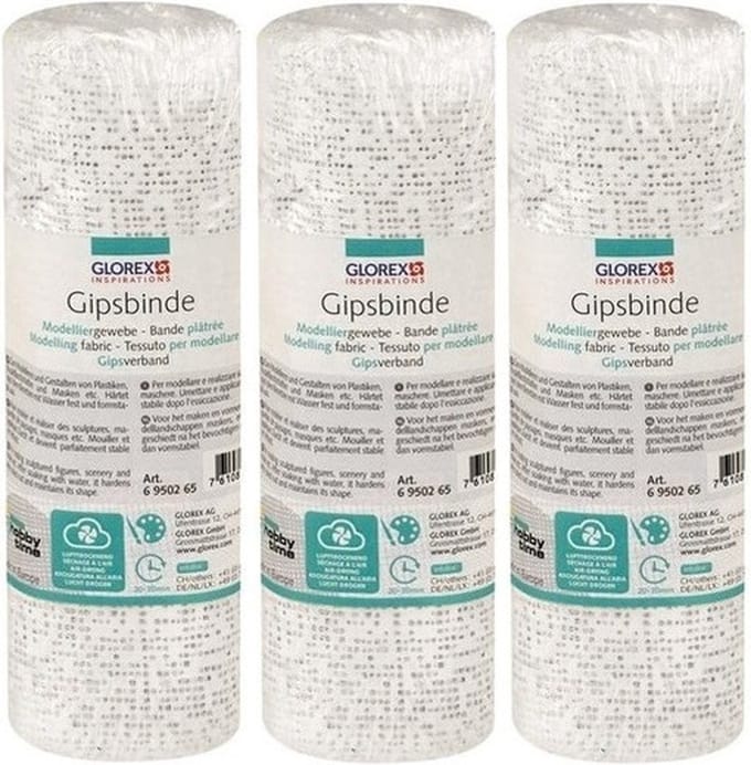 Keratex Gips verband - 3x - 2 meter x 16 cm - gipsverband - gipsen - buik gipsen - gipsbuik