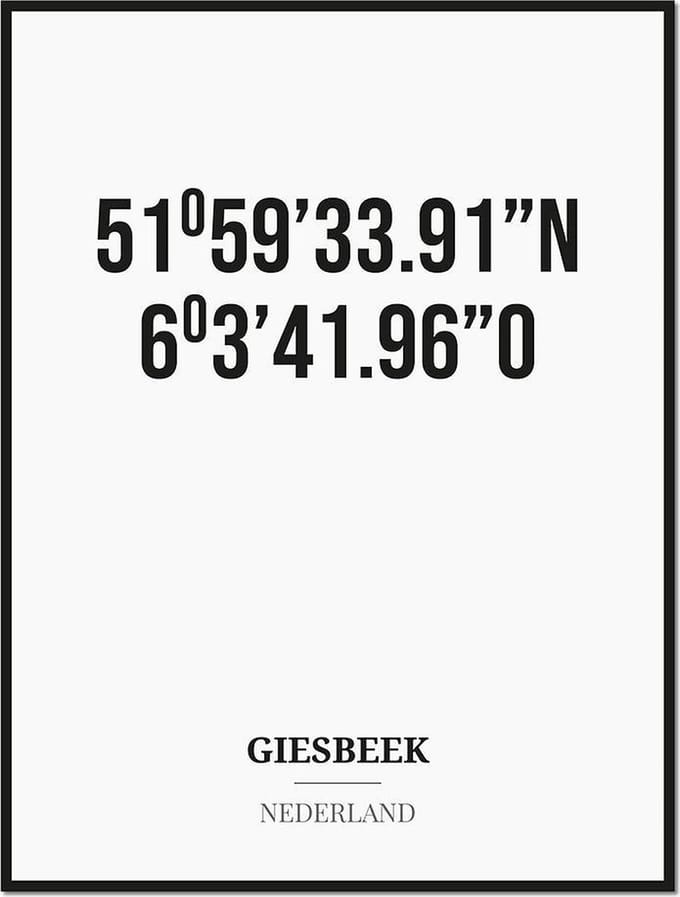 Poster/kaart GIESBEEK met coördinaten