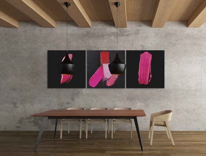Drieluik Canvas Schilderij Abstract Roze – Moderne Wanddecoratie - 3x100x100 cm