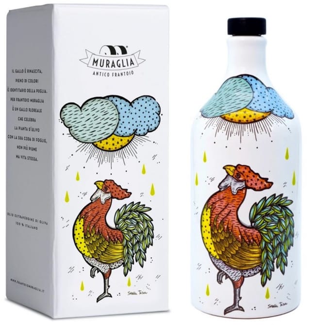 Frantoio Muraglia - Keramiek glazen kruik "haan" - 500ml - Olijfolie cadeau