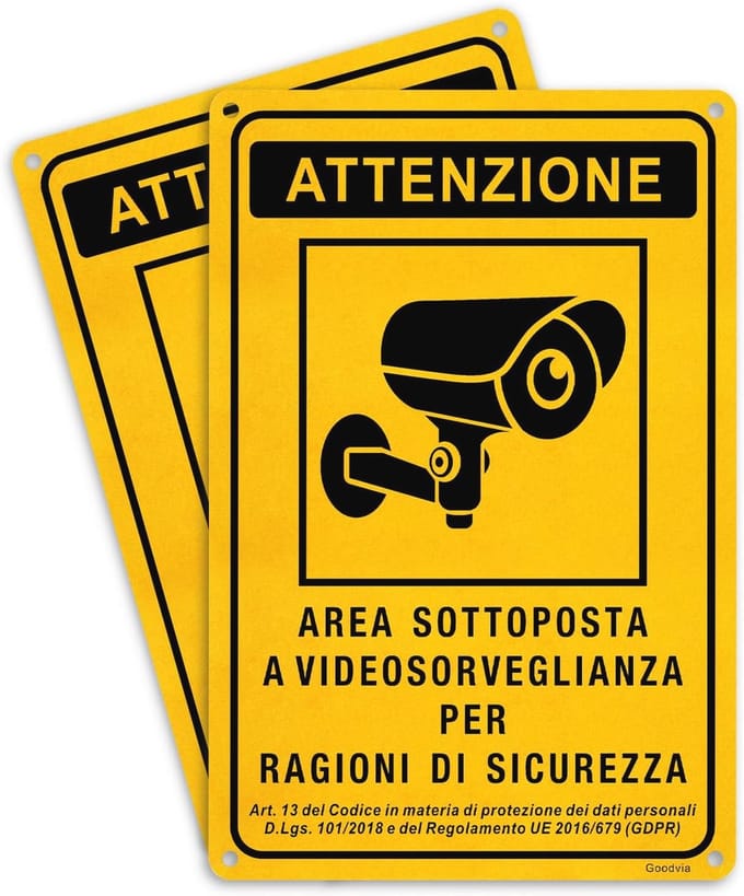 Aluminium Borden voor Videobewaking - 20 x 30 cm Veiligheidsstickers (2 Stuks)