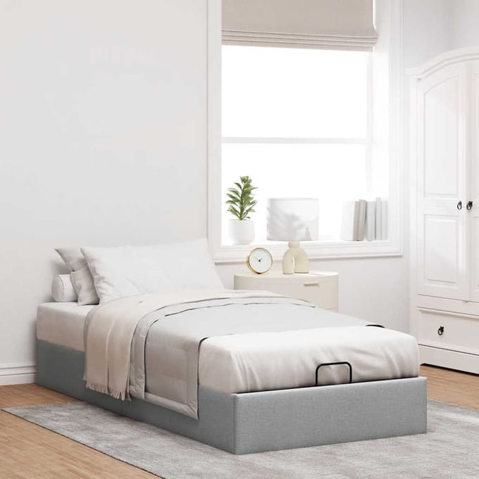 vidaXL - Bedframe - zonder - matras - 100x200 - cm - stof - lichtgrijs