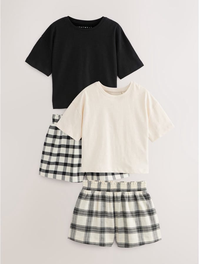 Next - Meisjes - Set van 2 pyjama's met geweven broek - Zwart
